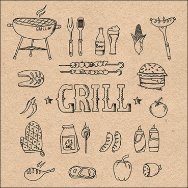 20er Pack Eco Servietten -Grill- in Hellbraun/Schwarz, 33 x 33 cm
