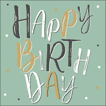 20er Pack Servietten Geburtstag, Happy Birthday in Pistache, 33 x 33 cm