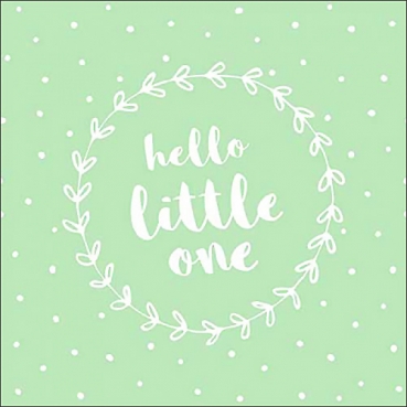 20er Pack Servietten Taufe, Baby Party -hello little one- in Mintgrün, 33 x 33 cm