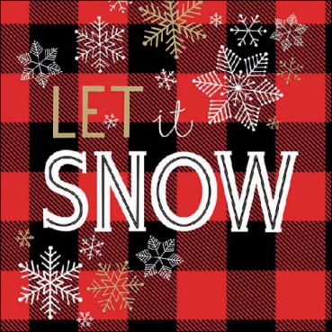 20er Pack Servietten Weihnachten, -Let it snow-, in Rot/Schwarz, 33 x 33 cm