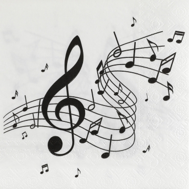 20er Pack Servietten Noten, Musik in Schwarz/Weiß, 33 x 33 cm