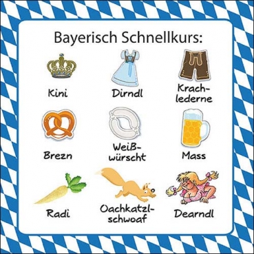 20er Pack Servietten Bierfest, Bayerisch Schnellkurs, 33 x 33 cm
