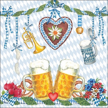 20er Pack Servietten Bierfest, Bayrische Raute, 33 x 33 cm