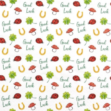 20er Pack Servietten Silvester Glückssymbole, bunt, 33 x 33 cm