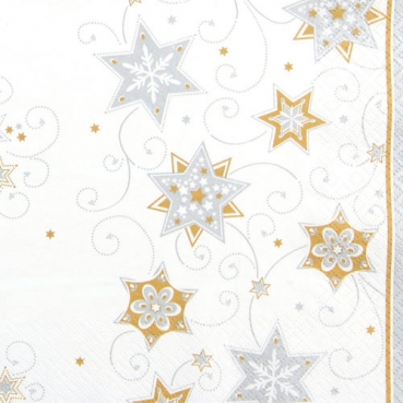 20er Pack Servietten Stars and Swirls in Silber, 33 x 33 cm
