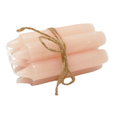 7 Rustic Stabkerzen, kurz in Peach, 110 x 21 mm