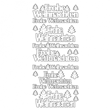 Konturen Sticker -Frohe Weihnachten- in Silber