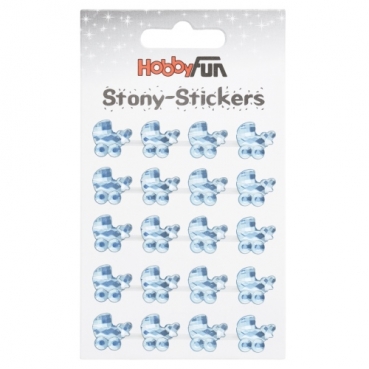 Sticker Taufe, Baby, Kinderwagen, Strass Optik in Hellblau