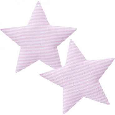 2 Stoff Sterne zum Aufhängen in Rosa, 11 cm