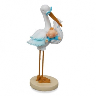 Baby Junge vom Storch getragen