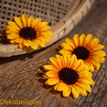 4 Deko Sonnenblumenköpfe, 95 mm