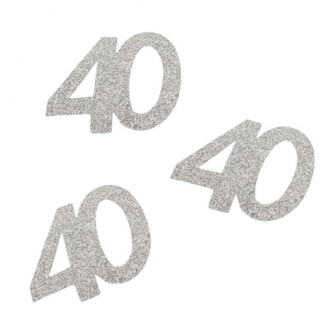 10 Streuteile Geburtstag -40- in Silber glitzernd, 50 mm