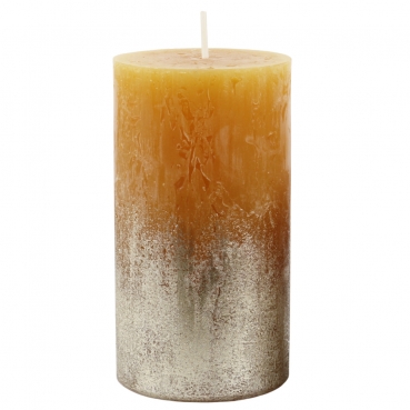 Stumpenkerze Rustic, Levi, Weihnachten in Honiggelb/Champagner, 110 x 60 mm
