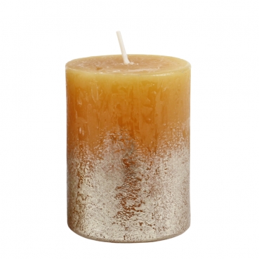 Stumpenkerze Rustic, Levi, Weihnachten in Honiggelb/Champagner, 80 x 60 mm
