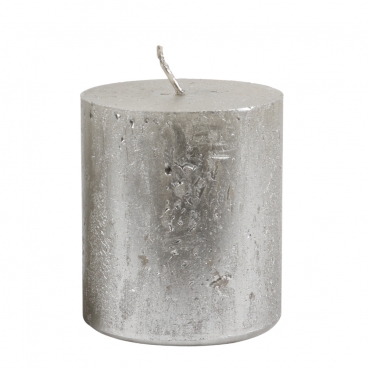 Stumpenkerze Rustic, Nova, Weihnachten in Antik-Silber, 80 x 70 mm
