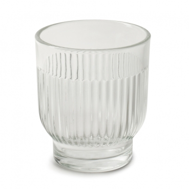 Teelichtglas, Windlicht Dex mit Streifen, klar, 85 mm