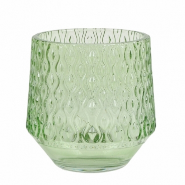 Glas Windlicht, konisch, Retro in Hellgrün, 80 mm