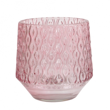 Glas Windlicht, konisch, Retro in Rosa, 80 mm