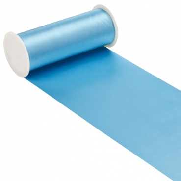 10 Meter Satin Tischläufer in Hellblau, 20 cm