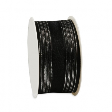 2 Meter Tischband Palma in Schwarz/Silber, 40 mm