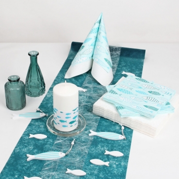 69-teiliges Tischdeko Paket, Set "Fische", Kommunion, Konfirmation