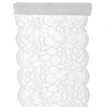3 Meter Tischläufer Hochzeit, Spitze in Weiß, 18 cm