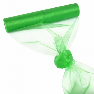 Organza Tischläufer, 10 Meter, Hellgrün, 28 cm