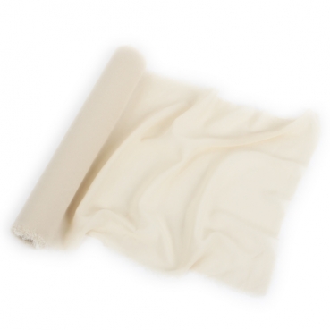 3 Meter Chiffon Tischläufer, hauchdünn, in Creme, 35 cm.
