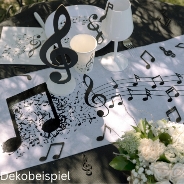 Dekobeispiel zum Motto Musik in Schwarz/Weiß.