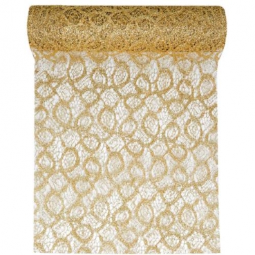 5 Meter Tischläufer Weihnachten Spitze Glitter in Gold, 28 cm