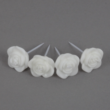 4 kleine Rosen Kerzen in Weiß, 60 mm