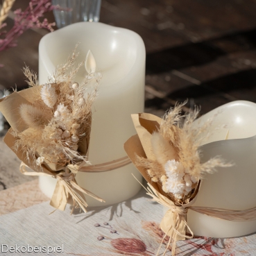 Dekobeispiel für das kleine Naturdeko Trockenblumen Bouquet, 12 cm.