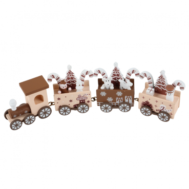 Holz Weihnachtsdeko Lokomotive in Braun, 24 cm.