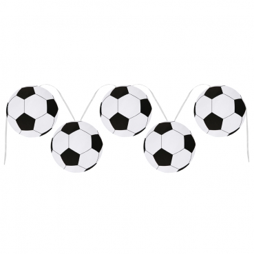 6 Meter Partykette mit Fußball-Wimpeln in Weiß/Schwarz