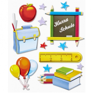 XXL 3D-Sticker Einschulung -Hurra Schule-