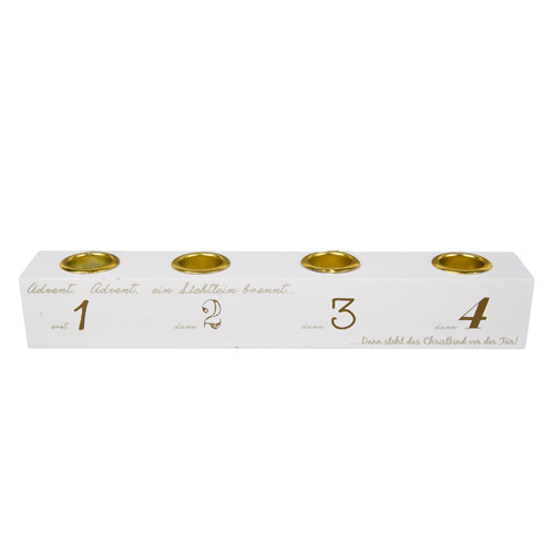 Adventskerzenhalter für 4 Stabkerzen in Creme/Gold.