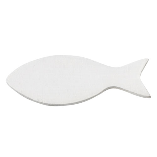 15 Holz Streuteile Fische in Weiß.
