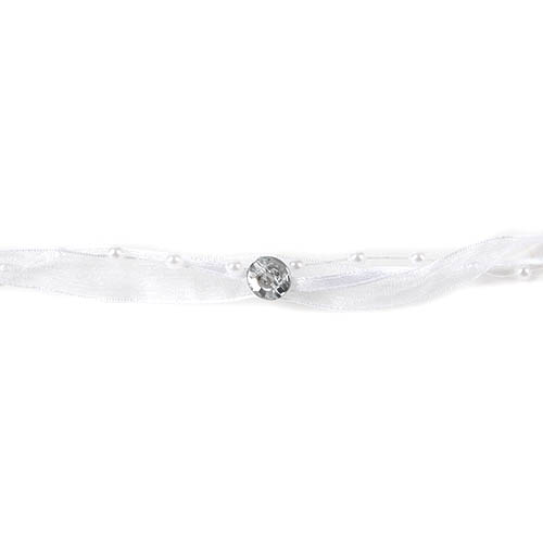 5 Meter Trendy Band mit Perlen und Diamanten in Weiß.