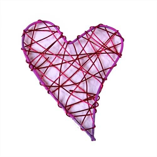 20 Draht Herzen geschlossen in Fuchsia, 70 mm.