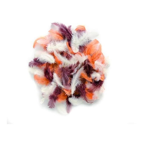 Deko Federn in Creme, Braun, Orange, gemischt.