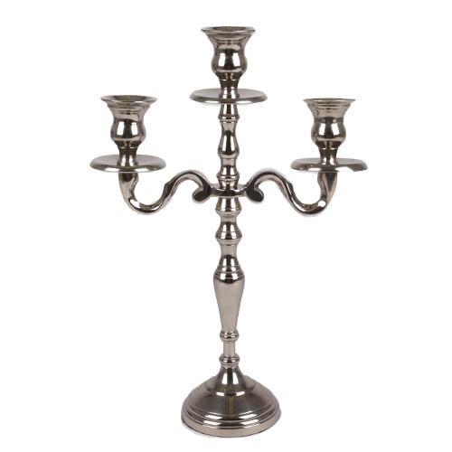 Kerzenständer dreiarmig silber verchromt, 31 cm