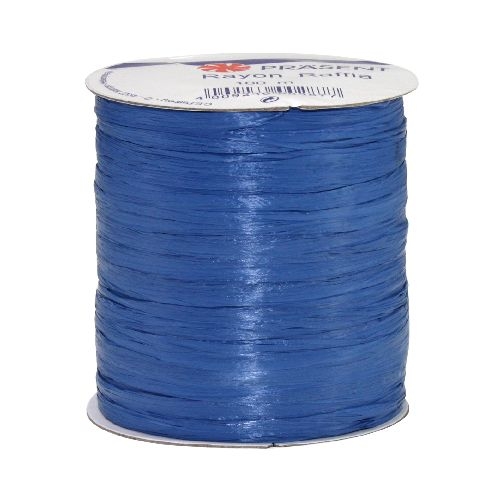 100 m Bastband Rayon Raffia matt in Royalblau