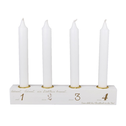 Adventskerzenhalter für 4 Stabkerzen in Creme/Gold.