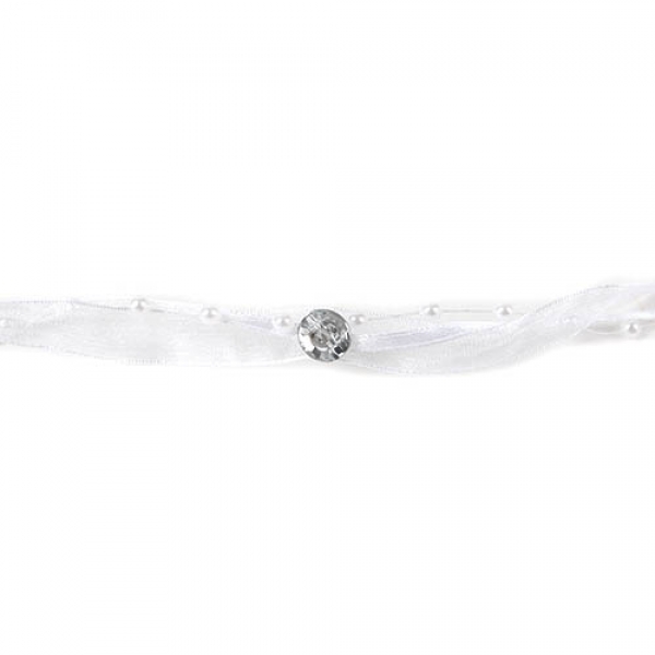 5 Meter Trendy Band mit Perlen und Diamanten in Weiß.