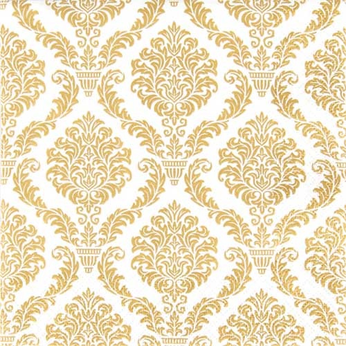 20er Pack Servietten Elegante Ornamente in Gold, 33 x 33 cm.