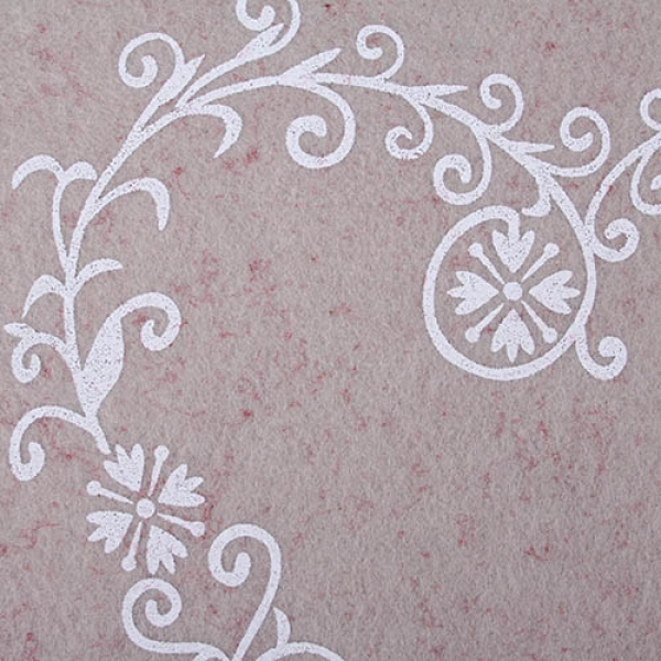 Filz Tischset Ornament Herz in Grau-Rot meliert, 45 x 30 cm.