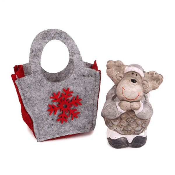 Gastgeschenk Weihnachten, Rentier Nr. 2 mit Filztasche, 65 mm.