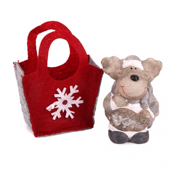 Gastgeschenk Weihnachten, Rentier Nr. 3 mit Filztasche, 65 mm.