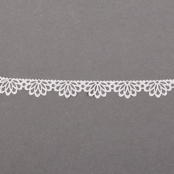 2 Meter Papier Spitzenband, Bastelband Fächermuster, selbstklebend, 10 mm