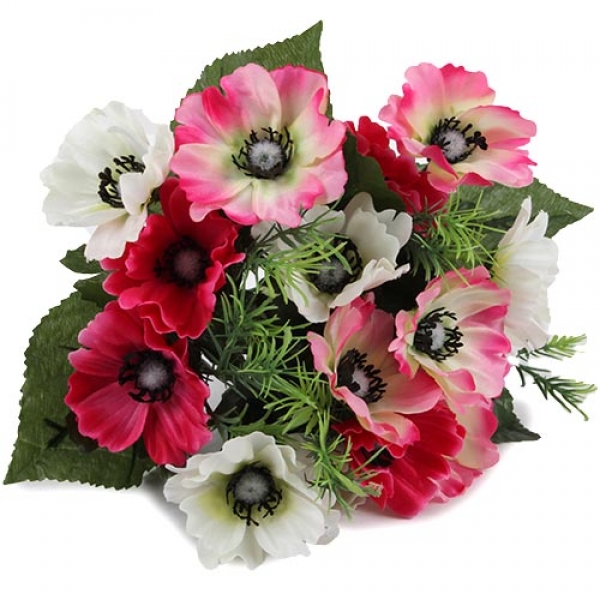 Kunstblumen Anemone, Windröschen Strauss, 27 cm.